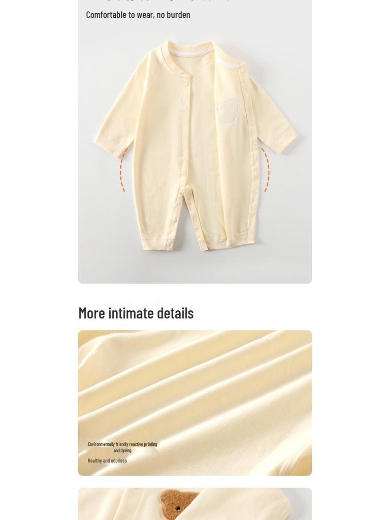 Tagless Pure Cotton Baby Romper - Spring & Autumn Infant Bodysuit