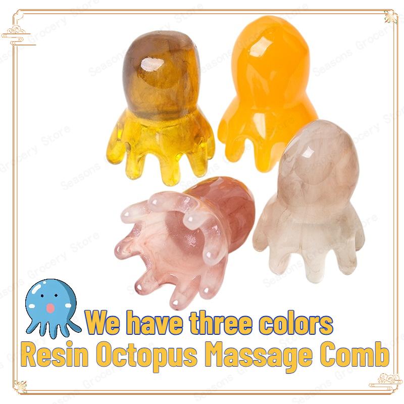 2025 New Resin Octopus Scalp Massage Comb Acupressure Meridian Therapy Hair Care Portable Relaxation Tool Natural Material