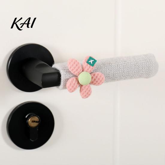 Cozy Home Decor Accessories Knitted Doorknob Covers, Thick Anti?Slip Furniture Feet Protector Sleeves, Door Handle Cute Flower Design Grips Cushion