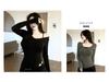 Korean Dongdaemun Slim-Fit Sexy Long Sleeve T-shirt with Large Neckline