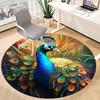1pc Peacock Feather Art Chair Carpet for Office Non-Slip, Machine Washable Rug for Office, Room - Holiday Decor, Machine Made Yy251016171