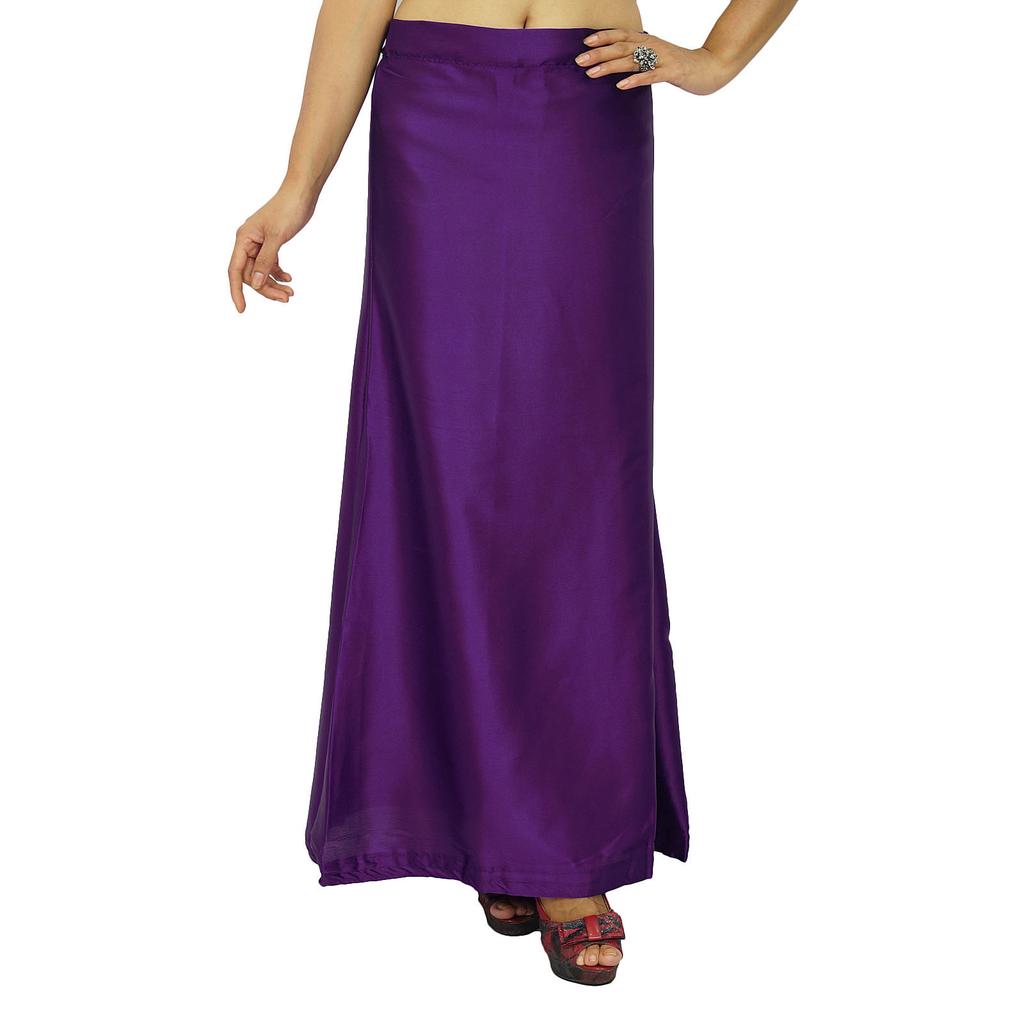 Indian Satin Silk Petticoat Bollywood Solid Inskirt Lining For Sari
