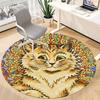 1pc Cat Mandala Office Round Area Rug, Indoor Mat Suitable For Office, Under Office Chairs Bedroom Living Room Home Decor, Room Deco