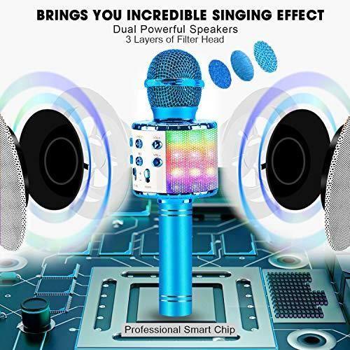 Microphone Karaoké Sans Fil Bluetooth - ShinePick - CT007 - Effet Sound Magic - LED Coloré