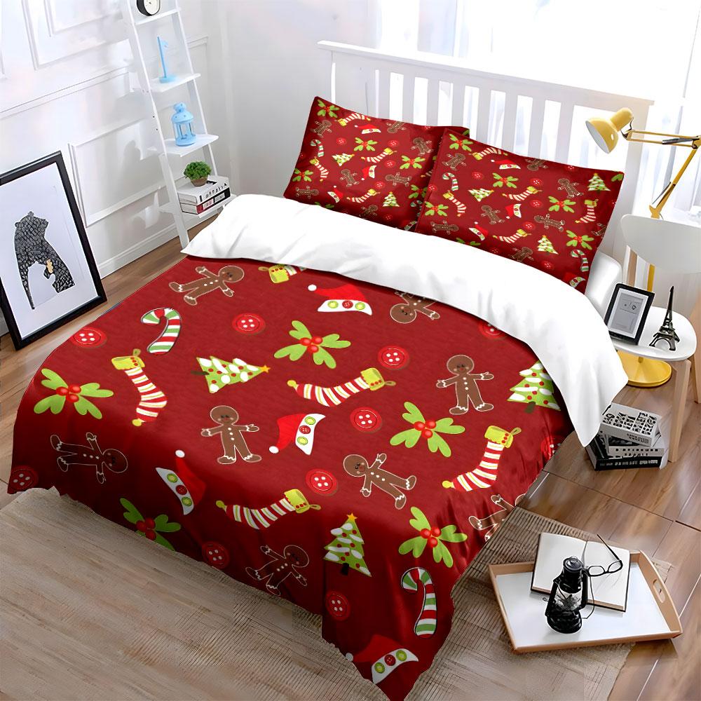 Festive gingerbread holiday charm Bedding sets Duvet cover sets Duvet covers Pillowcases(1*Duvet Cover 2*Pillowcases without duvet insert)