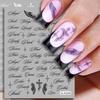 Black And White Letter Words Nail Stickers - Angel Wings Letter Mixed Designs Holographic Y2K Nail Decals Simple Diy Nails Art