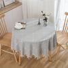 Three-dimensional Jacquard Checkered Round Tablecloth,Cotton Linen Tassels Dust-Proof Table Cover,For Dinner Party Wedding Decor