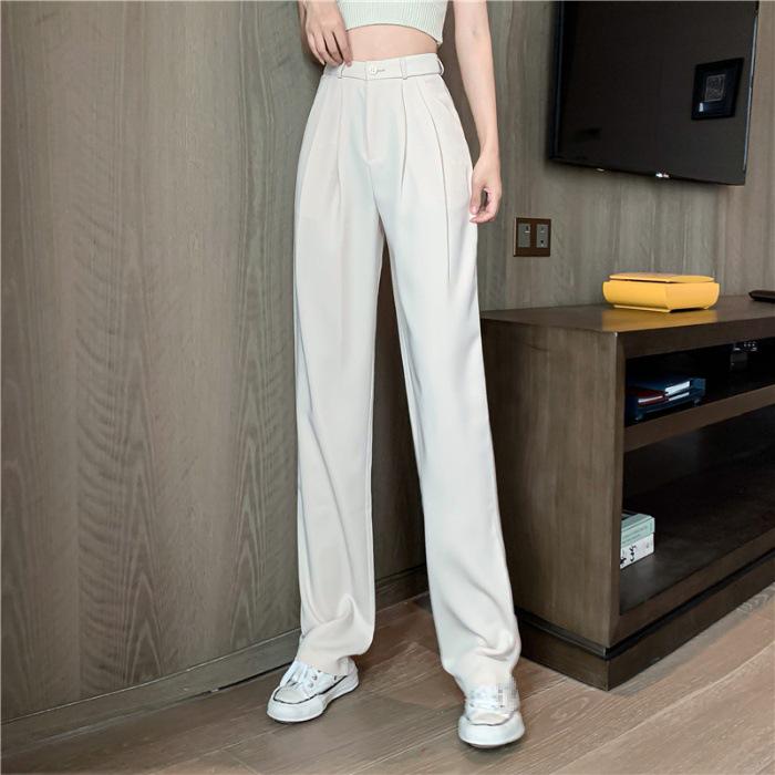 2025 Autumn Purple High-Waist Loose Straight-Leg Drape Trousers