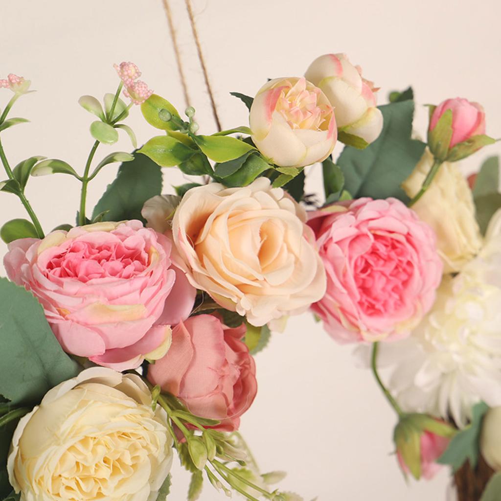 Artificial Peony Wreath Peony Flower Spring Wreaths for Wall Wedding Party Home Decor