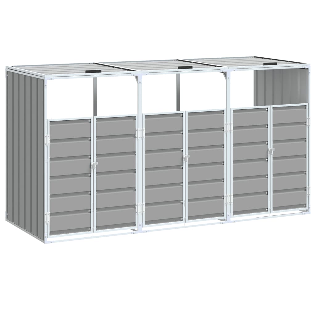 vidaXL Mülltonnenbox für 3 Tonnen Grau 216x81x115 cm Stahl