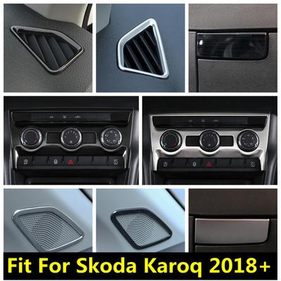 Difuzor Stâlp A / Panou AC cu Paiete pentru Torpedou / Trim Panou Aer Condiționat Accesorii din Oțel Inoxidabil Pentru Skoda Karoq 2018 - 2025