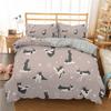 Cartoon Sausage Dog Pattern Down Bedcover Pillowcase 3D Cute Animal Bedding Set 2/3 Twin Queen Large Bedroom Cover