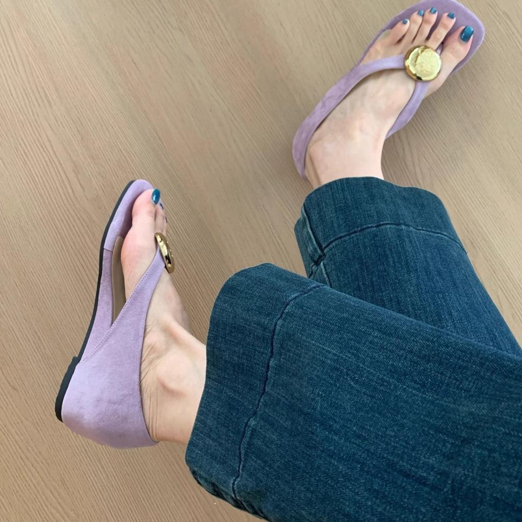 Super easy to wear 2025 summer new flat-bottomed versatile Mary Jane shoes women's shoes suede metal buckle round head shallow mouth single shoes