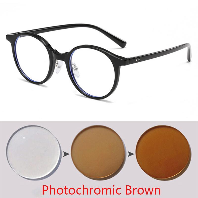 High-Quality Vintage Round Temple Frames Anti-blue Light Protectiv Eyeglasses Frame For Myopia -0.5 -0.75 -1.0 -1.5 -2.0 To -6.0