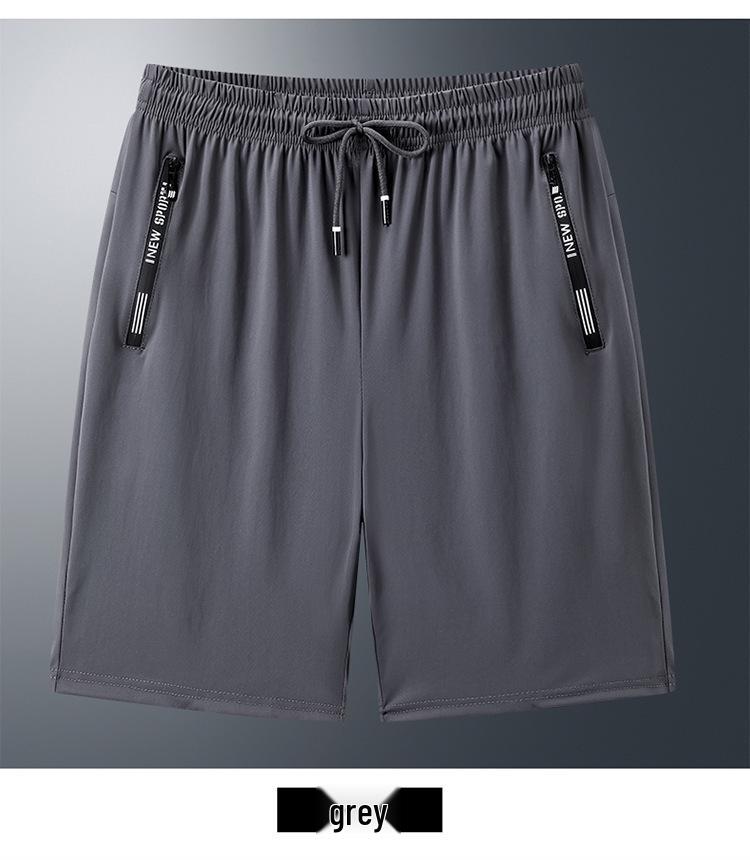 Men's Summer Ice Silk Quick-Dry Elastic Shorts - Lightweight, Breathable Sportswear for Youth.