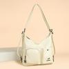 Women's Multi-Compartment Zipper Tote Bag PU Shoulder Bag