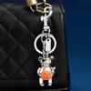 Handbag Decorative Accessory Halloween Cat Holding Pumpkin Keychain, Metal Car Key Ring Holder, Backpack Hanging Decor