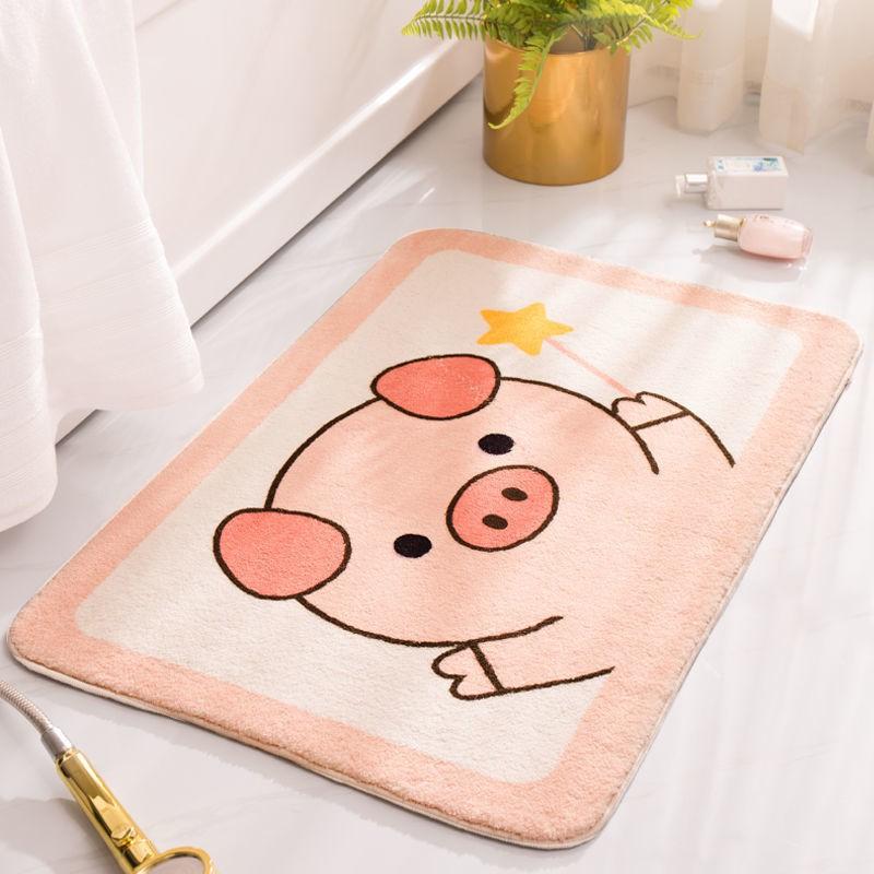 Absorbent Bath Mat Non-Slip Floor Rug Bathroom Kitchen Bedroom Entrance Soft Plush Carpet Cartoon Design
