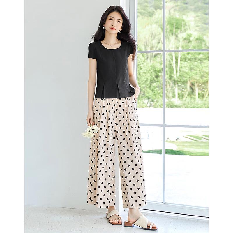 Stylish Summer Pleated T-shirt & Wide-leg Pants Set