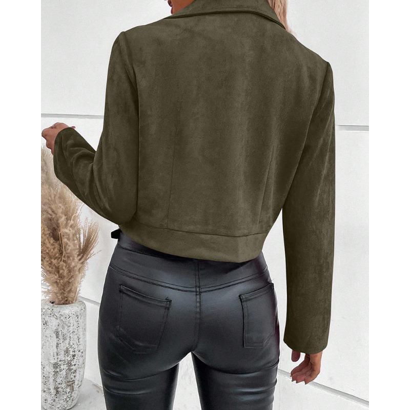 Damen S Schlank geschnittene Langarm-Polo-Halsjacke für Herbst Winter