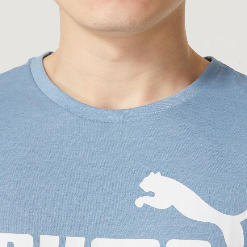 Puma Letter Print Casual Fitness Training Short Sleeve T-Shirt Men Tops Blue 675711-20