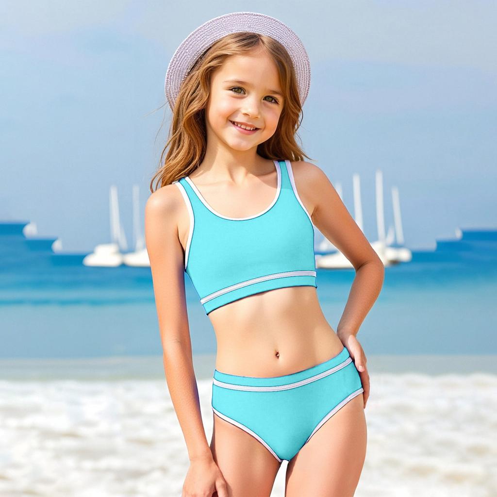 Ensemble Bikini pour Filles - Maillot de Bain Ado Haut & Bas Séparés