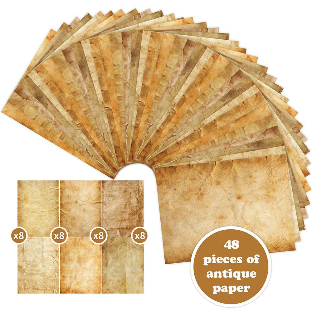 Für Spaß 48 Blatt Vintage Scrapbook Materialpapier DIY Junk Journal Collage Fotoalbum Retro Hintergrundpapier A4 Druckpapier