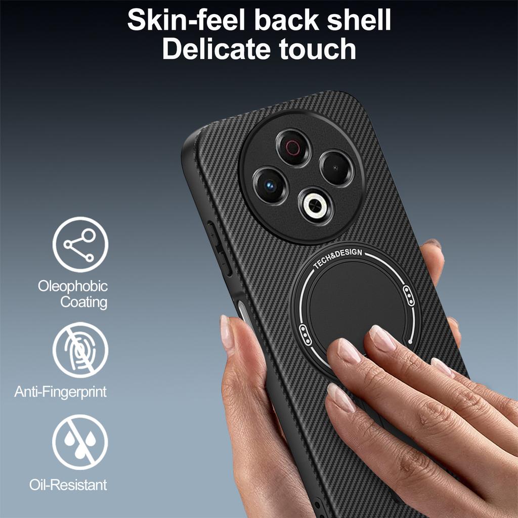 For TECNO Spark 30 4G Case Carbon Fiber Texture PC + TPU Phone Cover with Kickstand