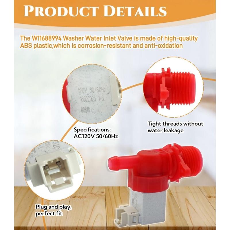 Water Inlet Valves Replacement W11688994 W11486360 Universal Washing Machine Inlet Valves Laundry Accessory Enduring