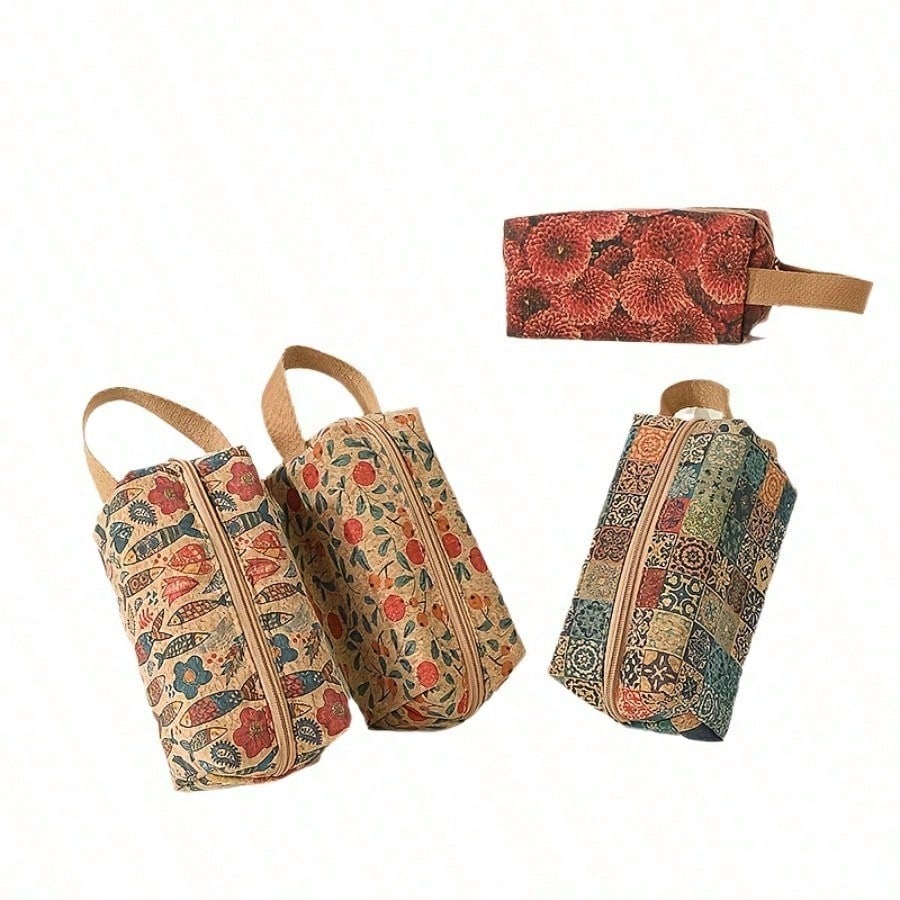 Large Capacity Makeup Organizer Bag with Floral Print - Elegant Cosmetic Case, Spacious Travel Toiletry Bag for Women & Men, Makeup Brushes, Lipsticks