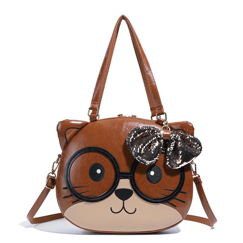 

Original Design Cute Cat Fashion Crossbody Shoulder Backpack for Women коричневий