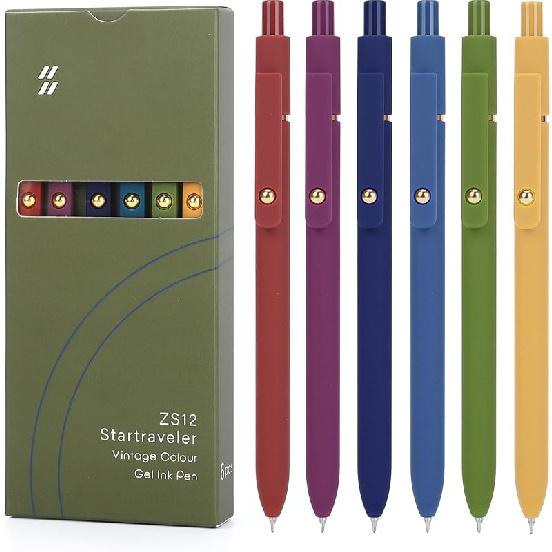FIOVER Colorful Gel Pens - 6Pcs 0.7mm Multi-Colored Pens, Smooth Writing Coloring Journaling Supplies for Note Taking, Cute Aesthetic Office School