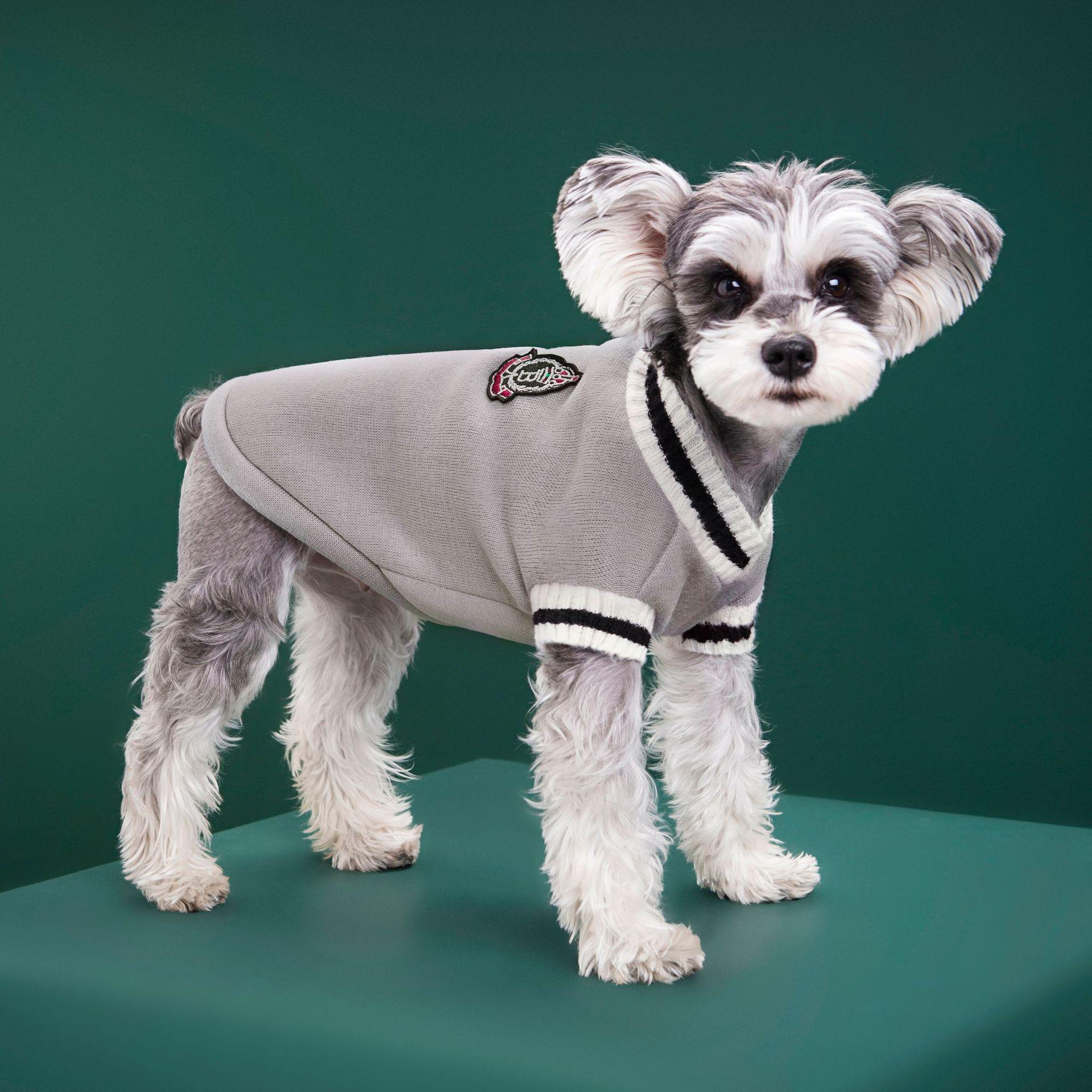 Autumn/Winter Korean Academy Style V-Neck Knit Plus Velvet Pet Hoodie for Cats & Dogs XL серый