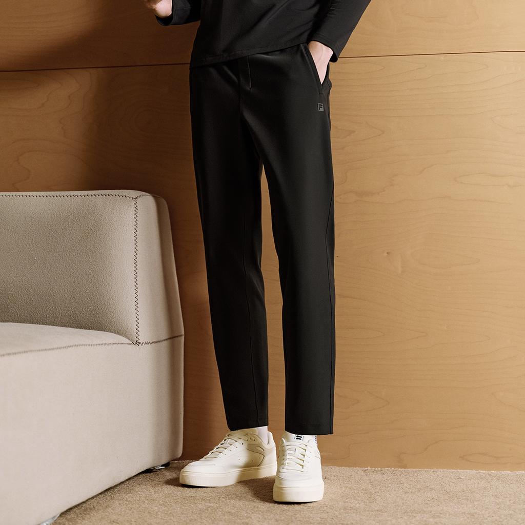 Fila A.P. Classic Simple Versatile Soft Skin-Friendly High Elastic Knitted Sports Pants Men Bottoms Deep-Black A11M611602FBK