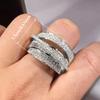 Huitan Luxury Women Rings Inlaid Shining Cubic Zirconia Wedding Party Trendy Jewelry CopperColor/Gold Color Finger Accessories