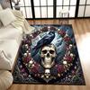 1PC Custom Name Raven Skull Roses Moon Night Theme Floor Mat Ideal for Living Room, Game Rooms, Office, Bedroom,Floor Mat Playful Design