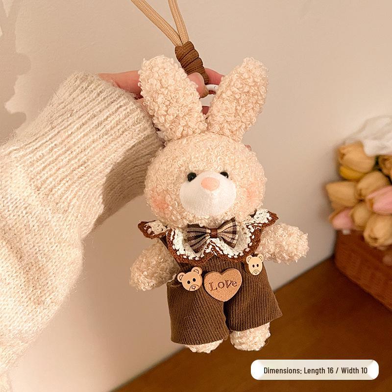 Long-Eared Rabbit Plush Keychain - Handmade Cartoon Pendant Ornament
