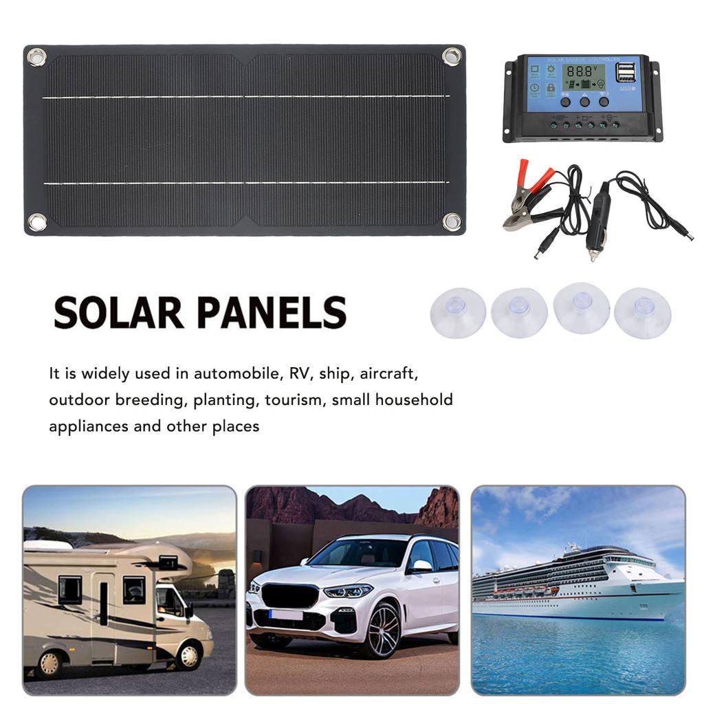 6W Solar Panel with 100A Controller Monocrystalline Silicon USB DC Solar Panel Charger for Car RV Boat