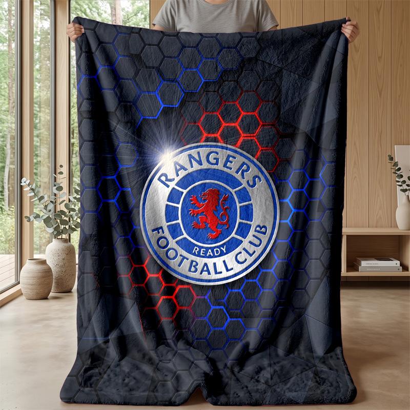 Rangers FC Weiche Flanell-Fleece-Decke Leicht Gemütlich Warm Überwurfdecke für Sofa Bett Heimdekoration