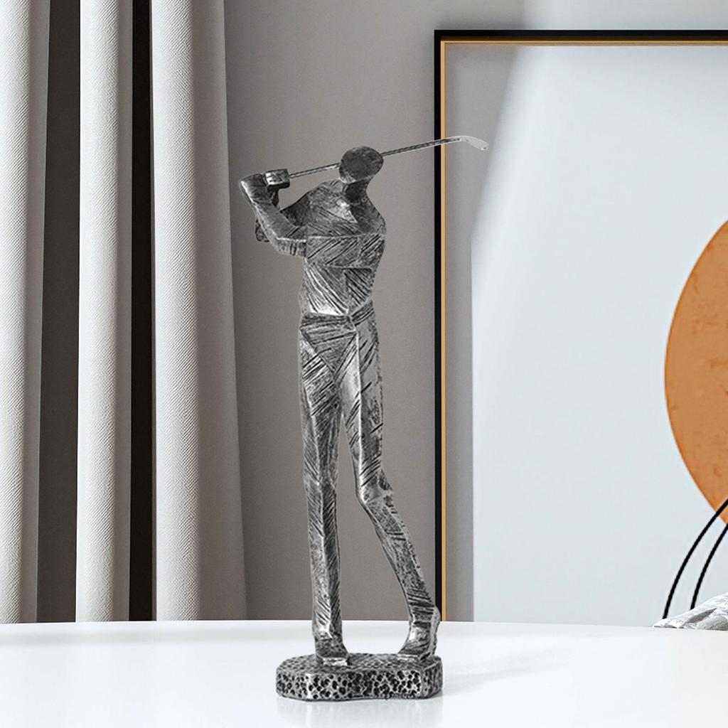 Golfing Statue Resin Figurine Table Centerpiece Decoration Modern Desk Golfer Sculpture for Window Office Cabinet Home Shelf