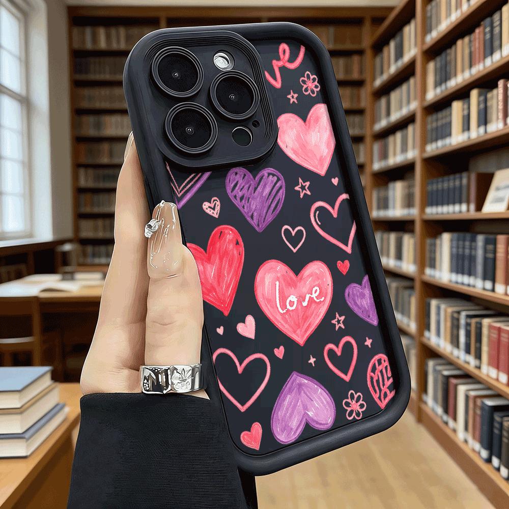 Watercolor Hearts Love Pattern Luxury Anti-Slip Phone Case For Xiaomi Redmi Note 15 14 13 12 11 10 9 Pro Full Protective Cover