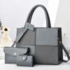 Pu Spliced Color Block Mother Daughter Bag With Zipper Closure For Daily Use