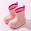Solid Color Children's Rain Boots Outer Wear Thick-soled Medium Tube Non-slip Waterproof Simple Rain Shoes Outdoor Four-season Rubber Shoes