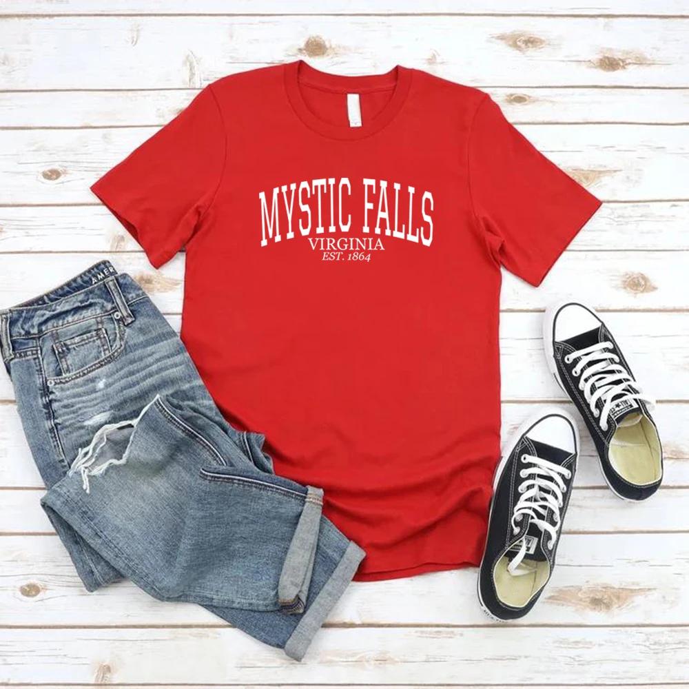 Mystic Falls Virginia Est1864 Shirt Gift for Vampire Fan Unisex Short Sleeve T-shirts Salvatore Brothers Shirt Streetwear Tops
