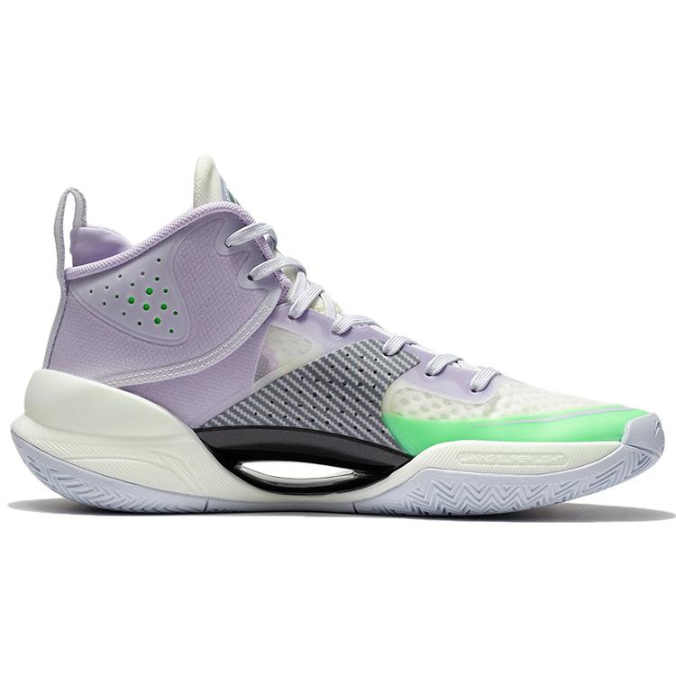 New LiNing Ultra Light Cushioning Anti Slip And Wear Resistant Breathable Coverage Support Mid Top Basketball Shoes Lilac ABAS027-5