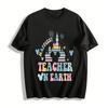 Happiest Teacher On Earth Disney Style Castle Print Casual Top Pure Cotton T-shirt