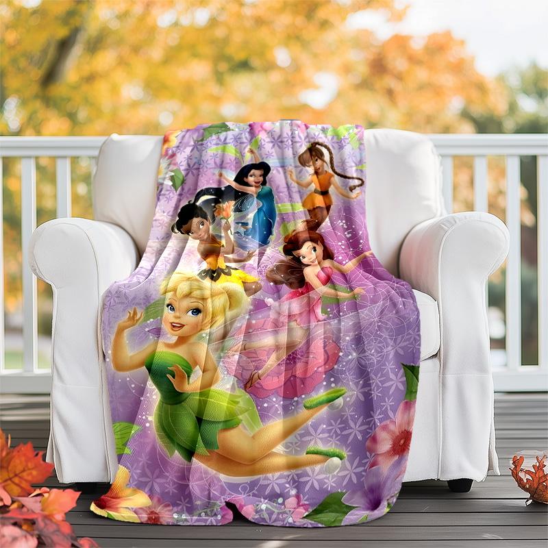1pc T-Tinkerbell2 Theme Blanket - Digital Print, Polyester, Cozy for All Seasons, Perfect for Outdoor, and Travel