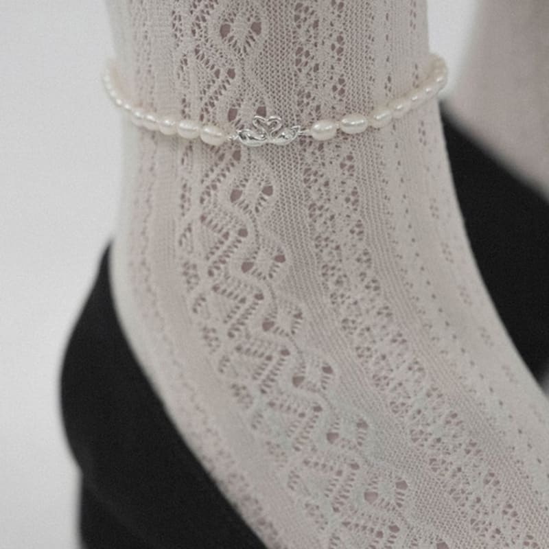 

Baked Alaska [SILVER] Kissing Swan Pearl Anklet SILVER OS