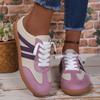 Women's Casual Lace-Up Flat Shoes Breathable Lightweight Comfortable Sneakers with Perforated Upper and Rubber Sole Suitable for Daily Wear