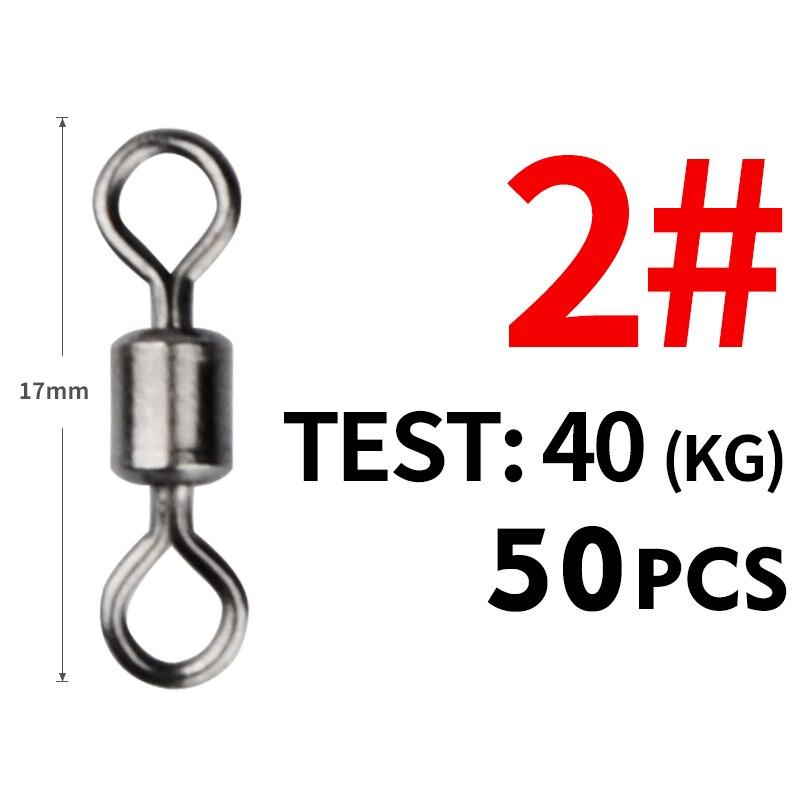 MEREDITH 50 STUKS/Partij Visdraaier Maten Solide Connector Kogellager Snap Visdraaiers Rollende Roestvrij Stalen Kralen